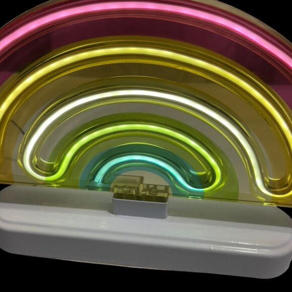 Rainbow LED Neon Table Lamp Desk Decor Night Light Quirky Cute Vintage - Picture 10 of 10